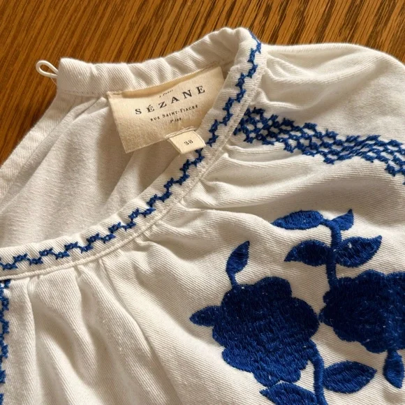 Sezane White Embroidered Rina Blouse - Picture 4 of 6